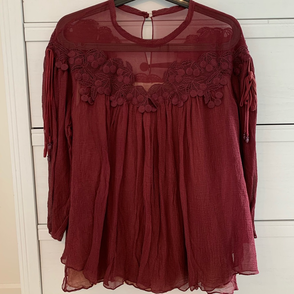 CHLOÉ Guipure Lace-trimmed Silk-mousseline Blouse - Picture 3 of 15